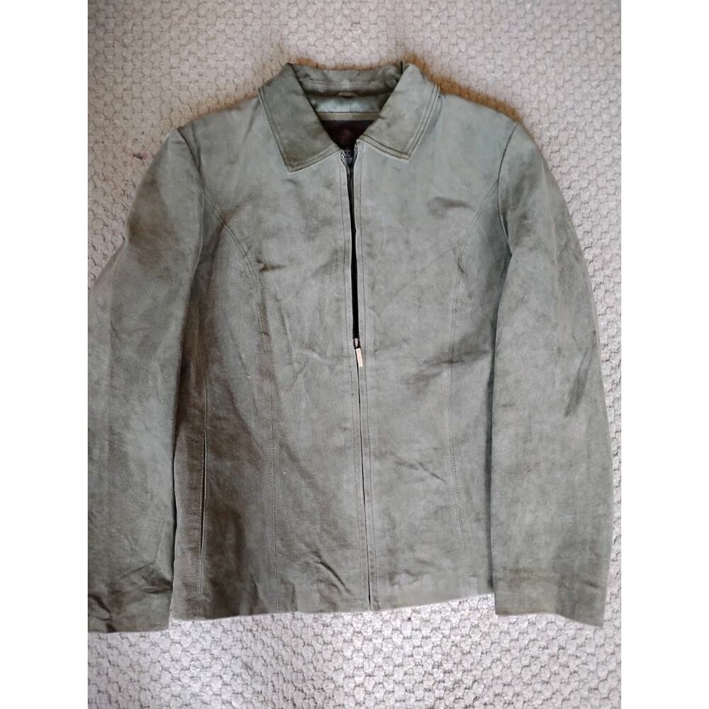 Siena Large Women's Olive Green Suede Leather Jacket Vintage